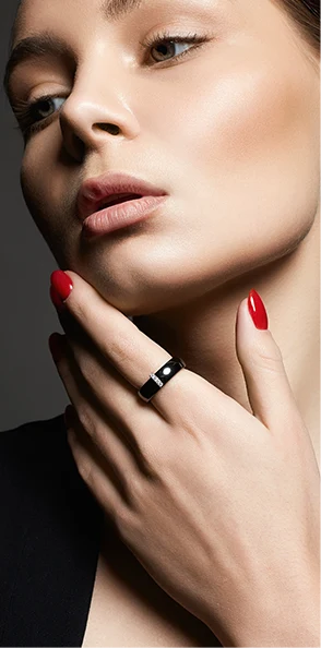 elegant woman with red nails